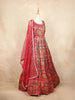 Red Pink Gown with Mirror Work, Floral Design and Dupatta - Diadem