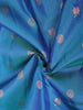 Blue Pure Kanchipuram Bridal Silk Saree with Chakra and Peacock Motif and Zari Border - Diadem