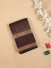 Brown Pure Kanchipuram Bridal Silk Saree with Stripes Design on the Body with Zari Border - Diadem