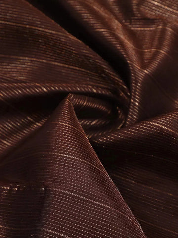 Brown Pure Kanchipuram Bridal Silk Saree with Stripes Design on the Body with Zari Border - Diadem