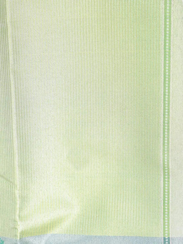 Light Green Pure Kanchipuram Bridal Silk Saree with Stripes Design on the Body with Zari Border - Diadem