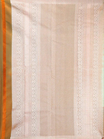 Light Green Pure Kanchipuram Bridal Silk Saree with Stripes Design on the Body with Zari Border - Diadem