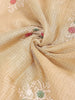 Light Beige Tissue Banarasi Saree with Chikankari work on the Body and Floral Lace Border - Diadem