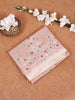Onion Pink Tissue Banarasi Saree with Chikankari work on the Body and Floral Lace Border - Diadem