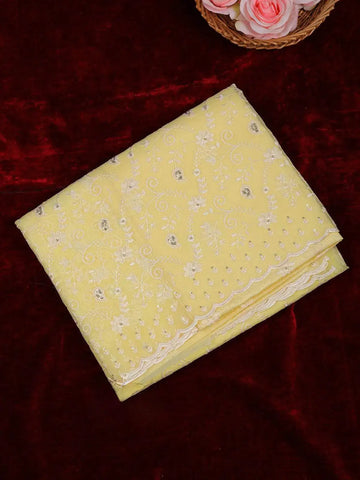 Yellow Sequin Embroidery Designed Organza Saree - Diadem