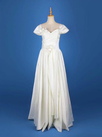 White Satin 3D Floral Wedding Gown - Diadem