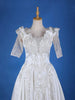 White Satin Floral Glitters Wedding Gown - Diadem