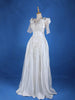 White Satin Floral Glitters Wedding Gown - Diadem
