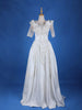 White Satin Floral Glitters Wedding Gown - Diadem
