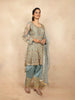Turquoise Blue Straight Cut Salwar Suit for Women Adorned with Sequins and Floral Design Paired with Dupatta - Diadem