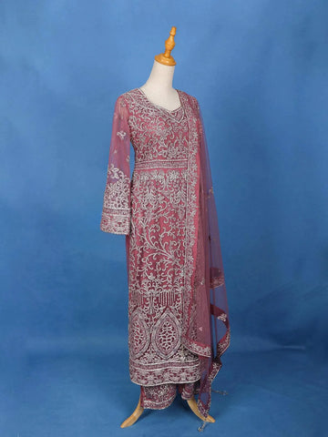 Dark Pink Floral Embroidery Salwar Suit Online - Diadem