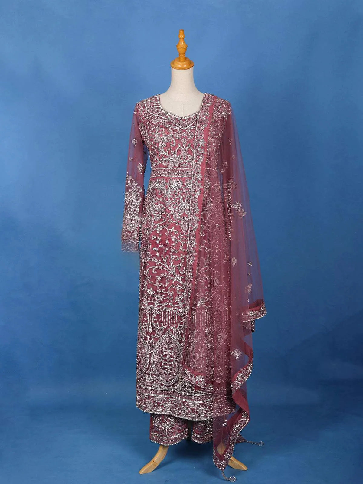 Dark Pink Floral Embroidery Salwar Suit Online - Diadem