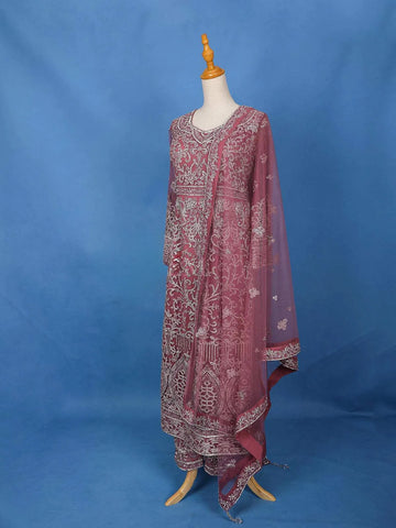 Dark Pink Floral Embroidery Salwar Suit Online - Diadem