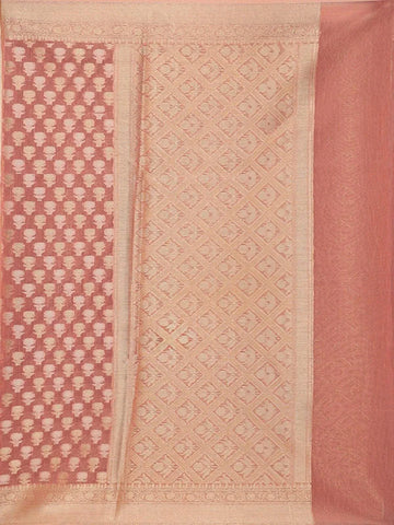 Onion Pink Art Silk Saree with Geometric Floral Design on the Body with Designed Border - Diadem