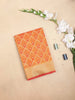 Orange Art Silk Saree with Diagonal Checks Design on the Body with Zari Border - Diadem