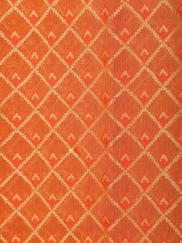 Orange Art Silk Saree with Diagonal Checks Design on the Body with Zari Border - Diadem