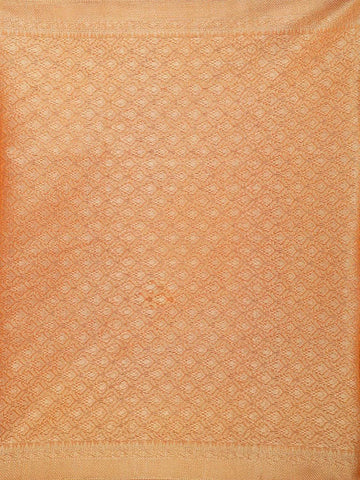 Orange Art Silk Saree with Diagonal Checks Design on the Body with Zari Border - Diadem