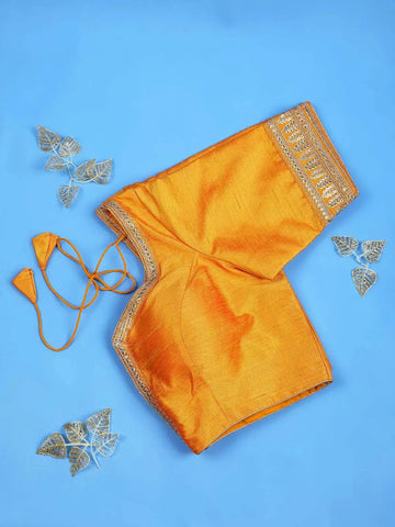 Yellow Silk Readymade Blouse with Sequin Embroidery - Diadem