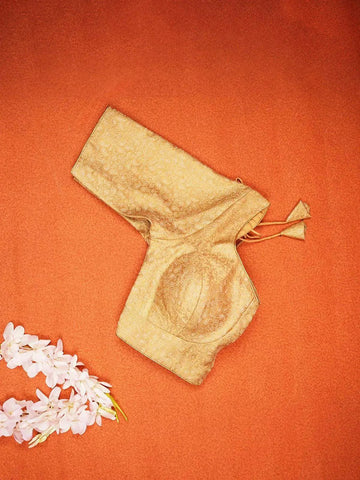 Sandal Silk Readymade Blouse Adorned with Floral Motif Design - Diadem