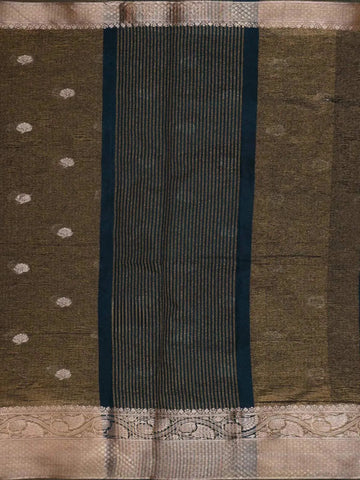 Dark Green Organza Saree with Floral Design on the Body with Designed Border - Diadem