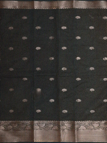 Dark Green Organza Saree with Floral Design on the Body with Designed Border - Diadem