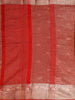Red Organza Saree with Floral Pattern on the Body with Designed Border - Diadem