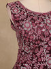 Maroon Floral Embroidered Organza Gown - Diadem