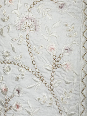 White Floral Embroidered Polyester Sherwani Suit - Diadem