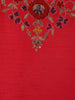 Bright Red Floral Embroidered Silk Cotton Salwar Suit - Diadem
