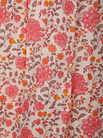 Ivory Floral Printed Cotton Salwar Suit - Diadem