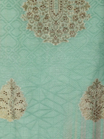 Pastel Green Floral Designed Semi Silk Salwar Suit - Diadem