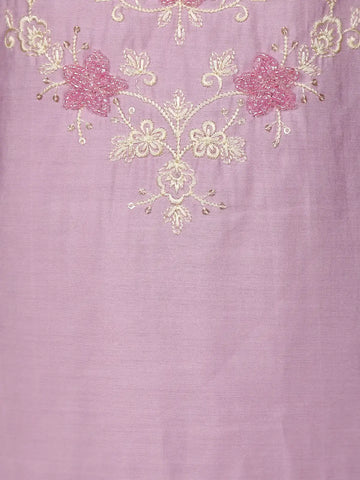 Lavender Floral Embroidered Silk Cotton Salwar Suit - Diadem