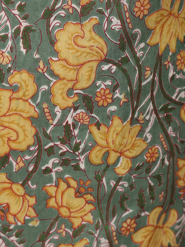 Green Floral Design Printed Cotton Salwar Suit - Diadem