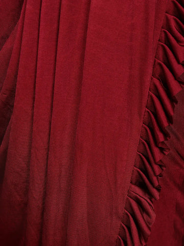 Red Embroidery Lyrca Ready To Wear Saree with Designer Blouse - Diadem