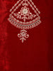 Red Floral Designed Velvet Co Ord Salwar Suit - Diadem