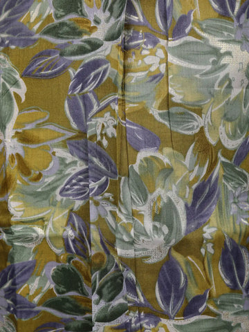 Olive Green Floral Printed Cotton Salwar Suit - Diadem