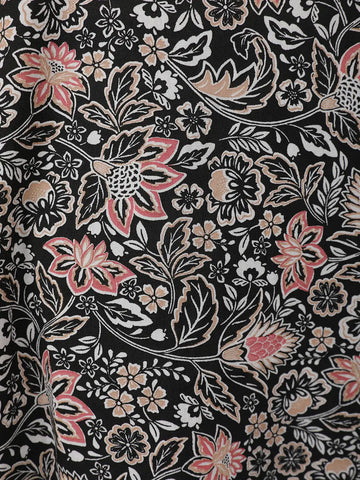 Black Floral Designed Cotton Salwar Suit - Diadem