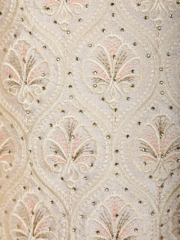 Ivory Floral Embroidered Polyester Sherwani Suit with Dupatta - Diadem
