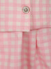 White and Pink Checkered Cotton Blend Skirt and Top Set - Diadem