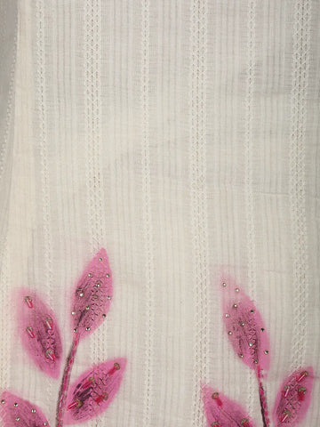 Ivory Leaf Printed Cotton Salwar Suit - Diadem
