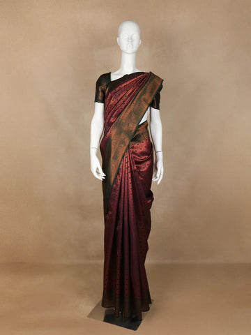 Maroon Floral Butta Art Silk Saree - Diadem