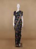 Navy Blue Floral Designed Chanderi Cotton Saree - Diadem