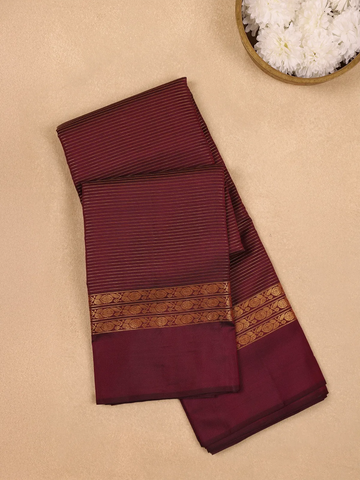 Brown Checkered Woven Pure Kanchipuram Silk Saree - Diadem