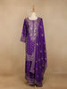 Purple Floral Design Crepe Salwar Palazzo Suit - Diadem