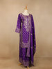 Purple Floral Design Crepe Salwar Palazzo Suit - Diadem