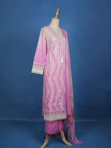Pink Floral Designed Cotton Salwar Suit - Diadem