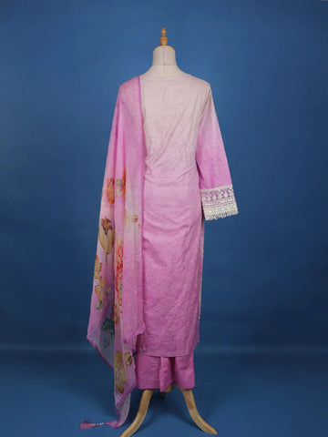 Pink Floral Designed Cotton Salwar Suit - Diadem