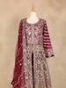 Dark Red Full Sleeve Bridal Lehenga with Floral Embroidery - Diadem