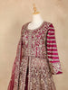 Dark Red Full Sleeve Bridal Lehenga with Floral Embroidery - Diadem