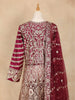 Dark Red Full Sleeve Bridal Lehenga with Floral Embroidery - Diadem